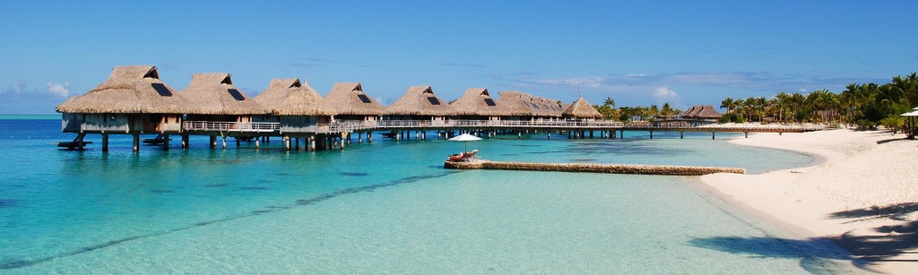Overwater bungalows at what was then the Hilton Bora Bora Nui.
