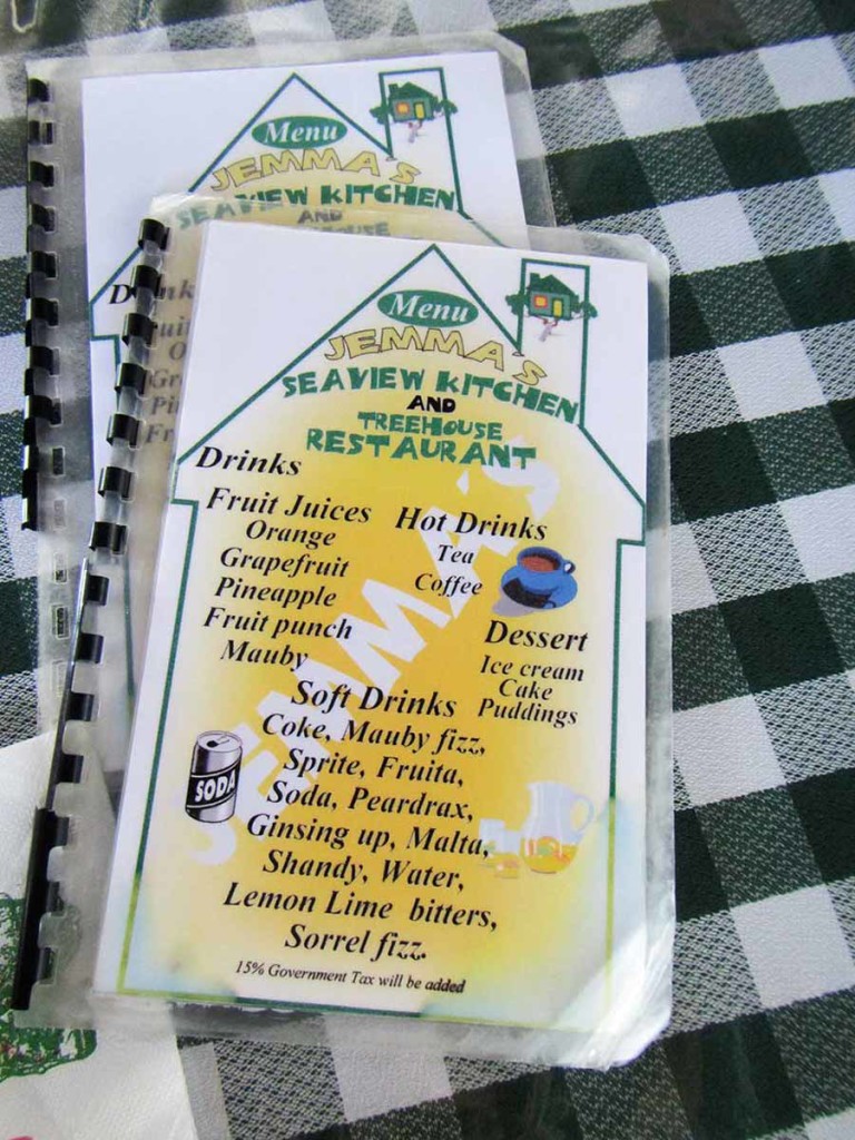 Jemma's Seaview Restaurant Menu