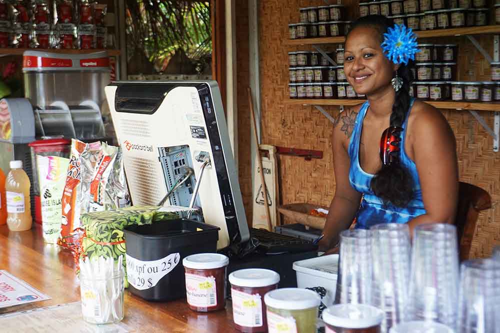 Lady at the agricultural college where we tasted fruit jams.