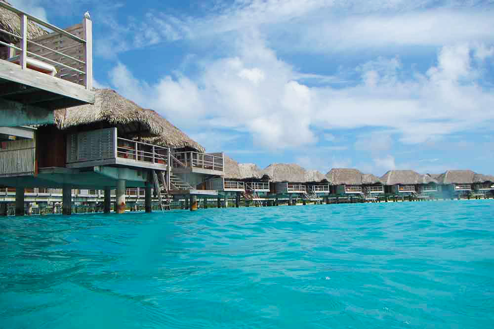 View from the water while taking a swim from our bungalow.