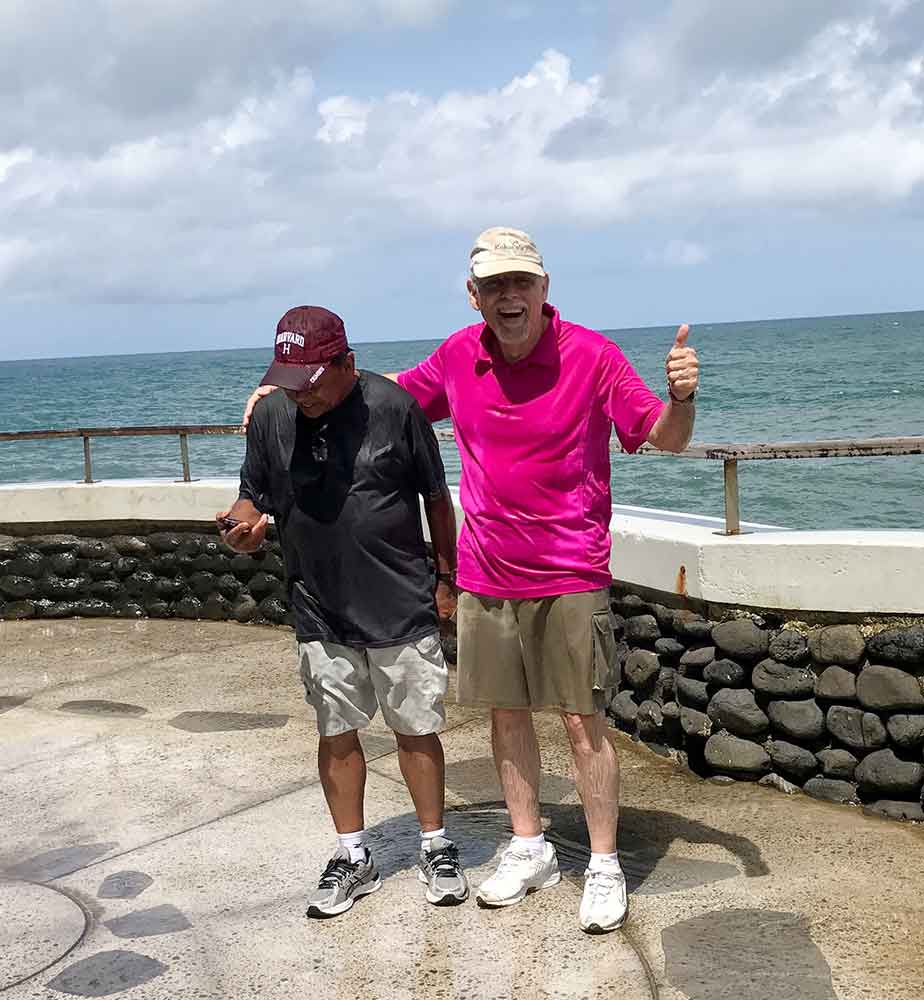 Sometimes, the blow hole delivers an unexpected shower! (My husband, Stephen, and a fellow passenger on the tour, got very wet!)