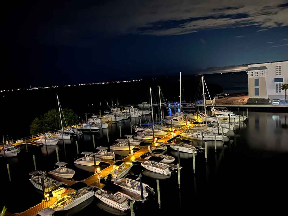 Night view boats at Compass Hotel