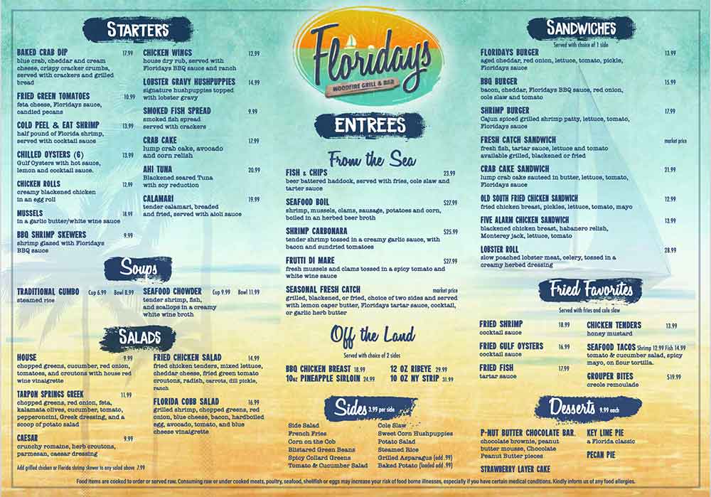 Floridays Menu
