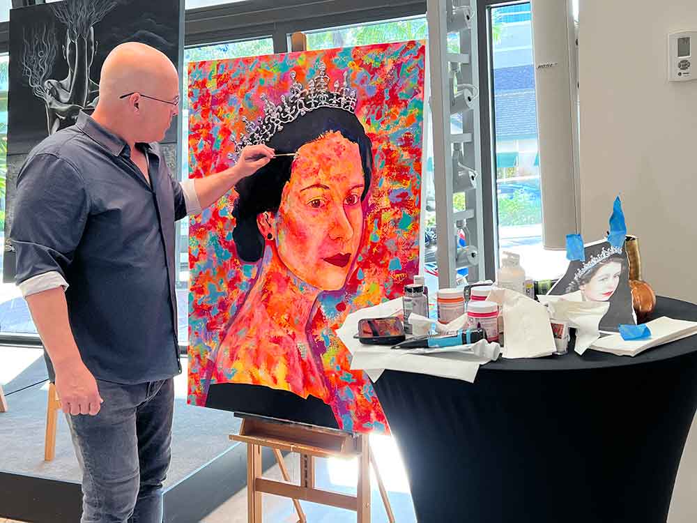 Artist Painting Queen at Art Ovation Hotel Autograph Collection