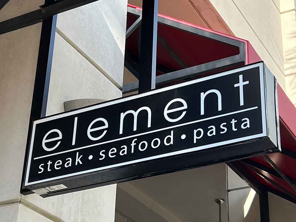 element steak seafood pasta sign