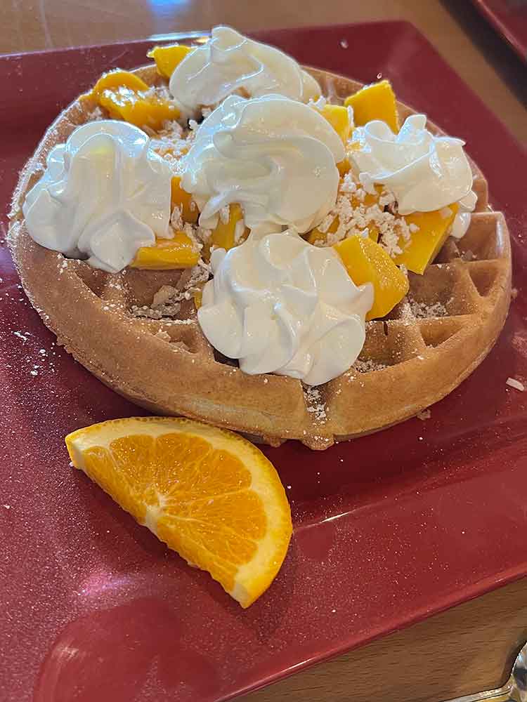 Mango Waffles at Toasted Mango Cafe