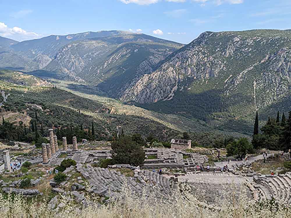 Overview of Delphi Ruins near Itea Greece
