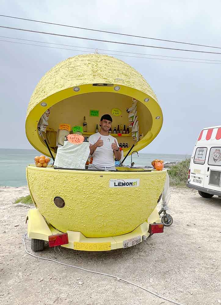 Lemon drinks stand on Favignana, Egadi Islands
