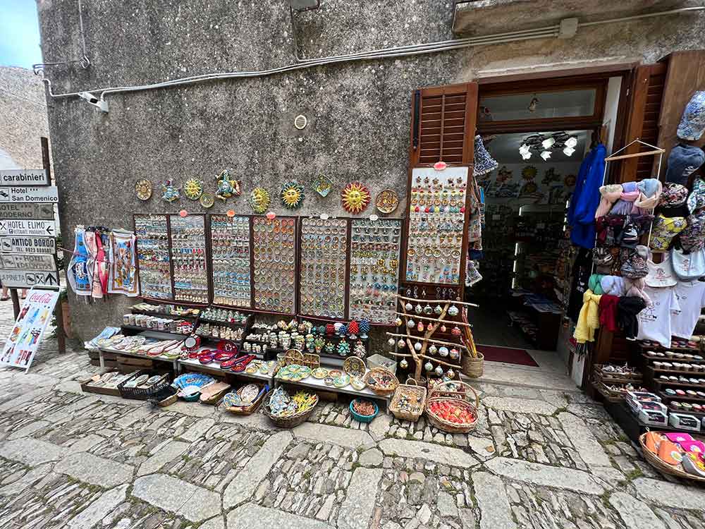 Ceramics on display outside a shop in Erice