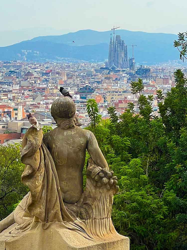 View of Barcelona with Sagrada Familia in the distance