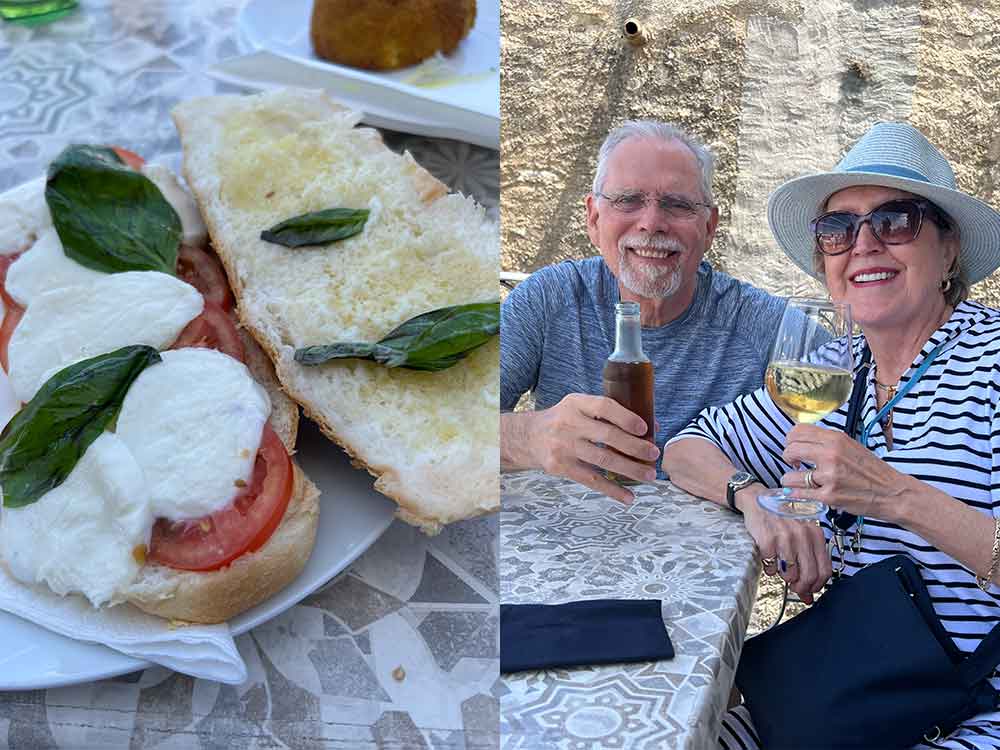 Us having lunch at rootop cafe in Erice