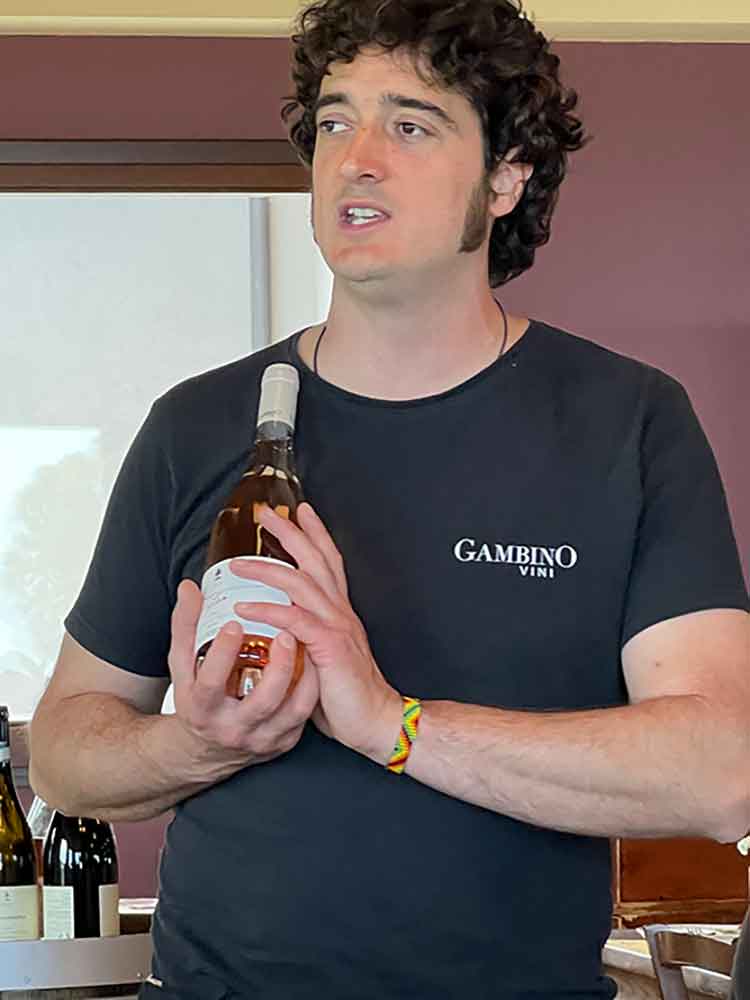 Our guide at Gambino Winery talking about the rosé wine.