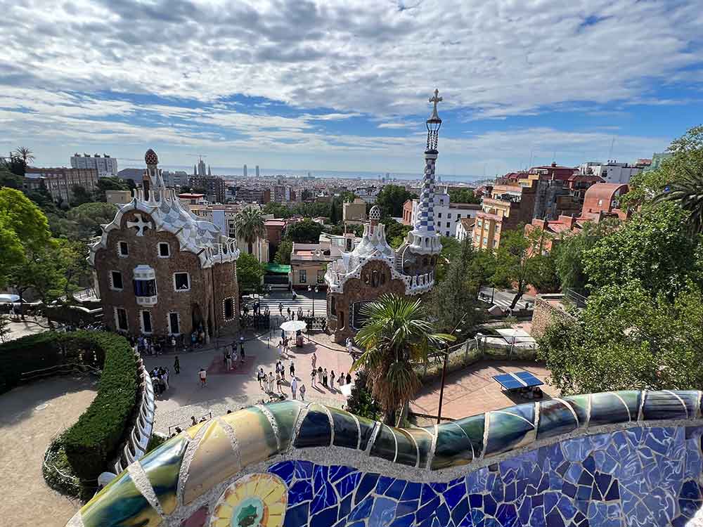 Overview of Park Guell by Gaudi, Barcelona, Spain