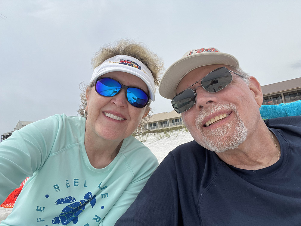 Debbie and Stephen selfie on Navarre Beach
