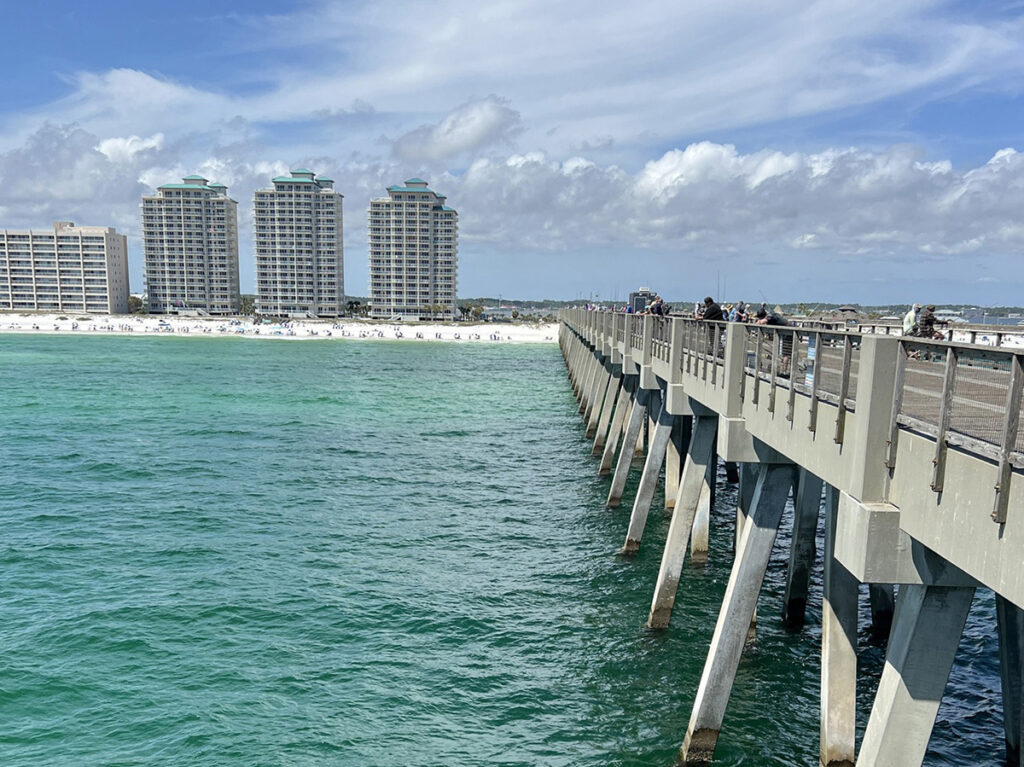 Navarre Beach showing the Fishing Pier and Summerwind Resort 