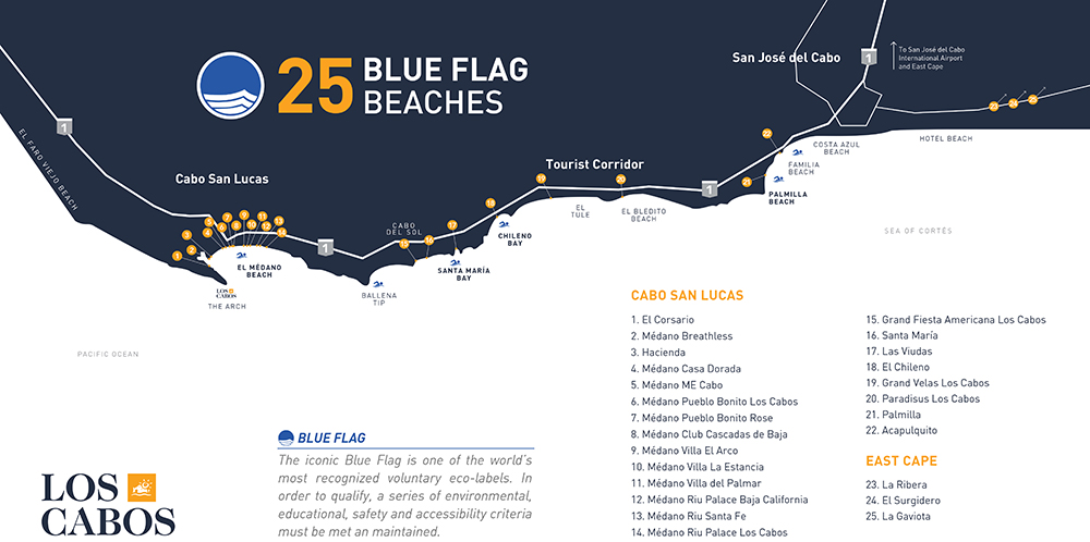 Blue Flag Beaches map - Los Cabos