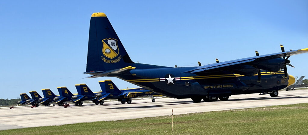 Blue Angels jets at the flight line, preparing to take off. ©Debbra Dunning Brouillette