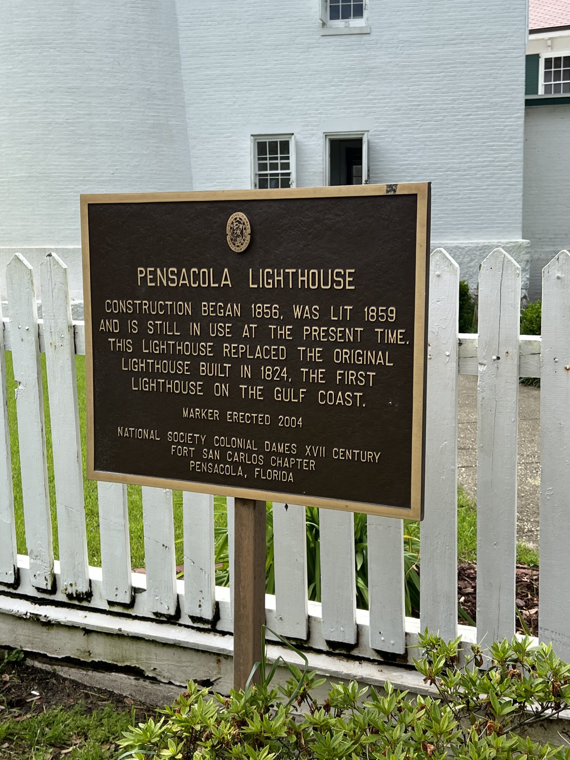 Metal Sign describing Pensacola Lighthouse history
