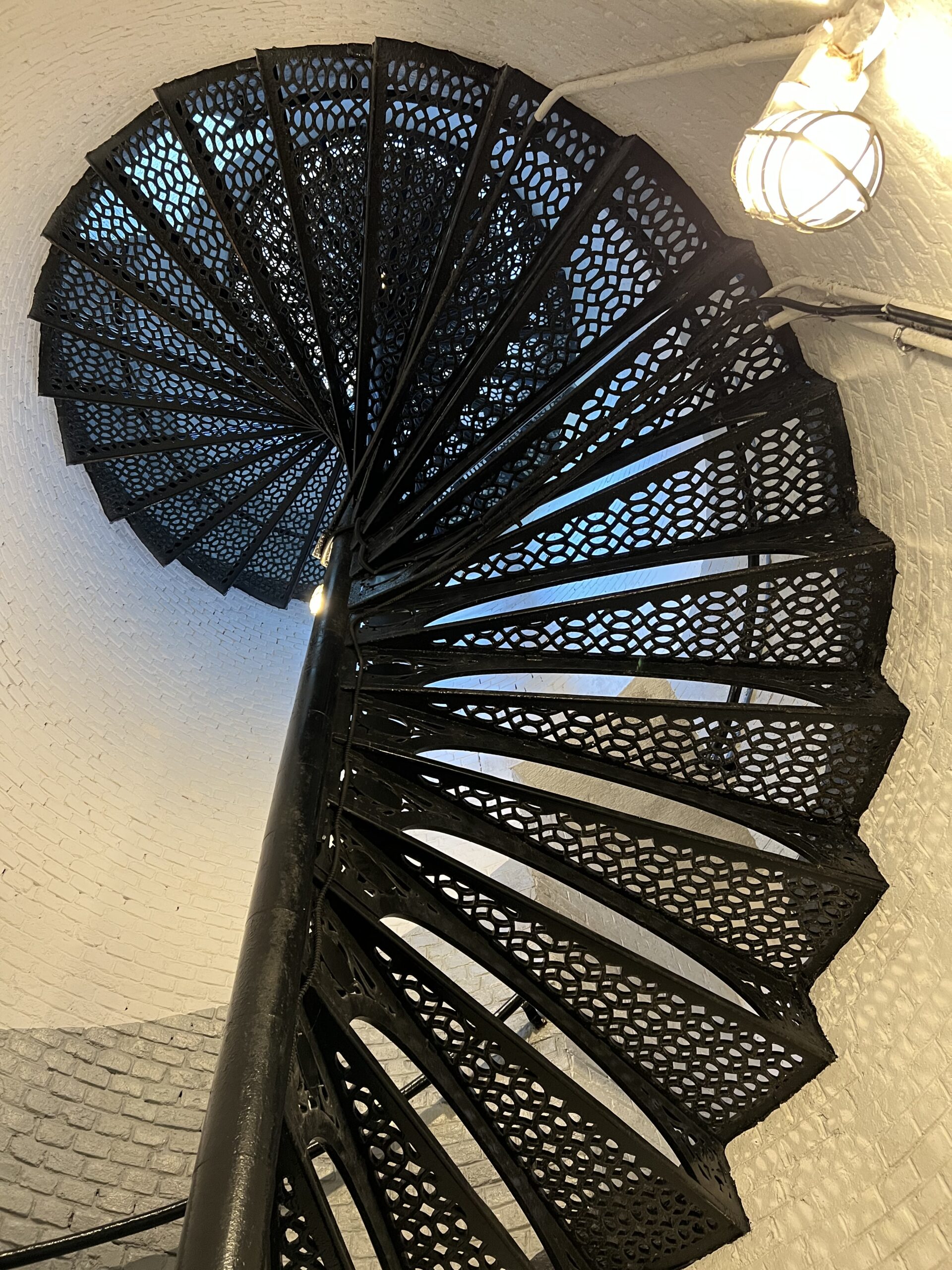Spiral metal staircase leading to top of Pensacola Lighthouse
