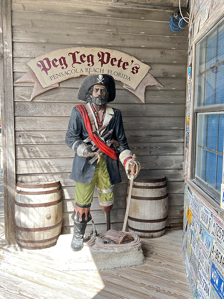 The pirate that greets visitors to Peg Leg Pete's ©Debbra Dunning Brouillette