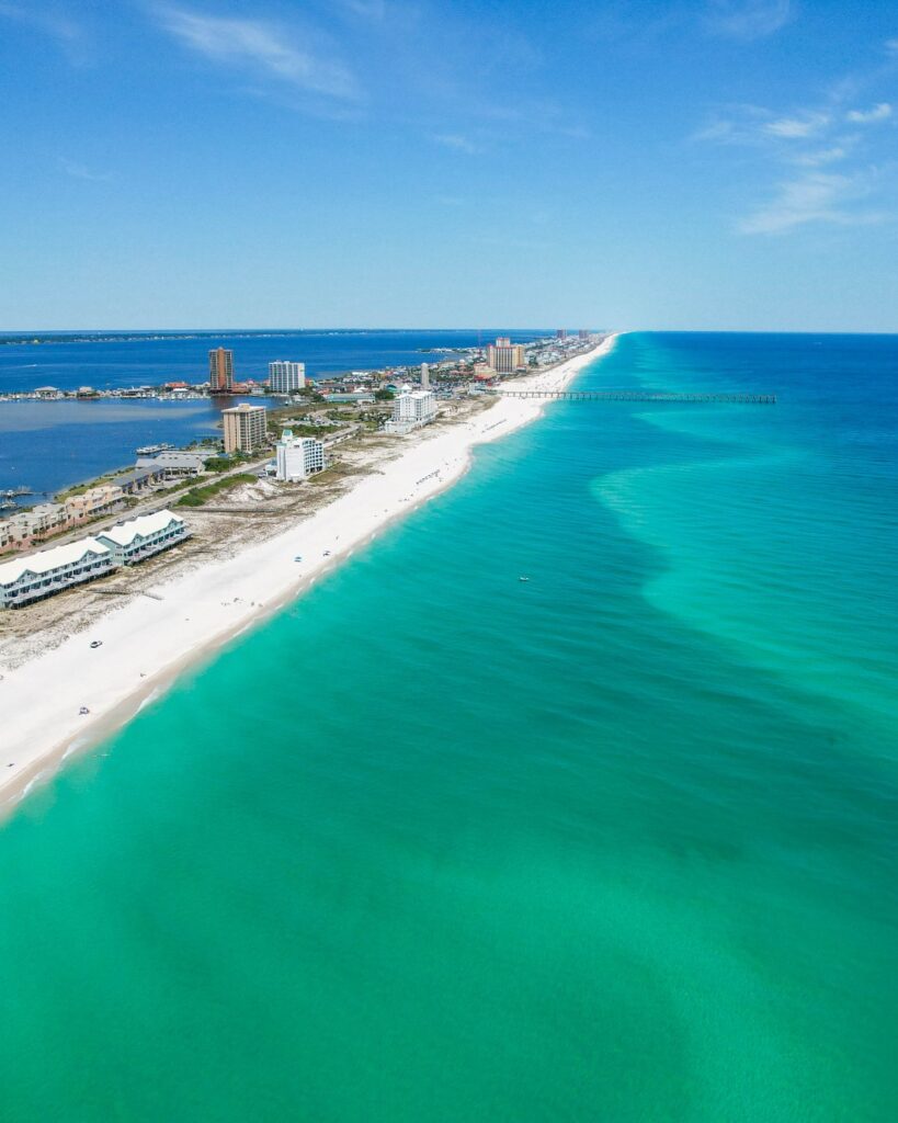 A portion of Pensacola Beach's 18 miles of white sand beaches. (Courtesy of Visit Pensacola)