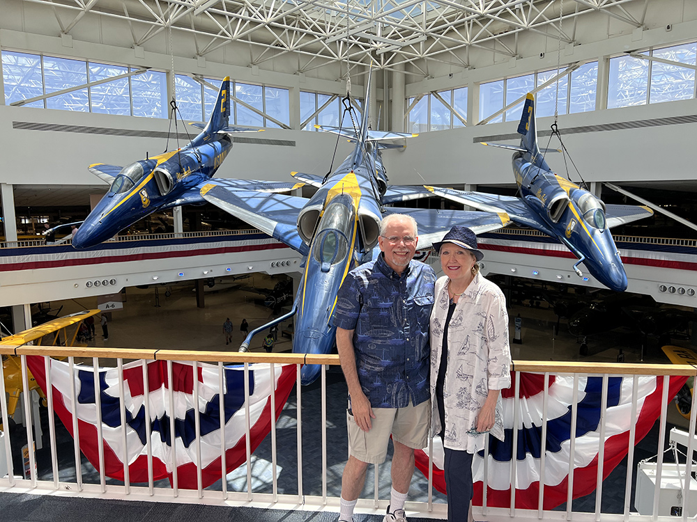 Us pictured with former Blue Angels A-4 Skyhawks at the National Naval Aviation Museum. 
©Debbra Dunning Brouillette